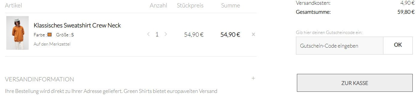 Green Shirts gutschein 